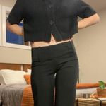 CHAUS NEW YORK Vintage y2k Chaus black chunky knit short sleeve button up cropped top ☕️ Photo 2