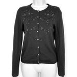 Banana Republic  | XS | Black Merino Wool Silk Lined Beaded Embroidered Cardigan Photo 0