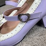 Women’s Purple Chunky Heel Mary Jane Pumps Cute Bow & Hearts Round Toe Size 6 Purple Photo 4