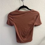 Vuori  Pose Fitted Tee Brown Ribbed Size XS Athletic Athleisure Loungewear Fall Photo 4
