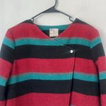 Anthropologie Tulle Coat Women Size Medium Large stripped Wool Blend Photo 1