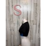 Blue Butterfly Graphic Crop Top Black Short Sleeve Stretch Tee Size Small Photo 6