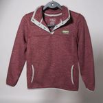 L.L.Bean  Womens Fleece Pullover Snap Neck Sweatshirt XS Petite Gray Trim Logo Photo 0