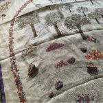 Vintage Silk Apple Tree Basket Scarf Fall Womens Cream Purple Photo 5