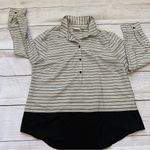 Chico's Chico’s sz 2 black and white stripe tunic dress shirt Photo 0