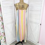 Billabong ‎ Lucky Us Striped Sleeveless Midi Dress Pastel Multi Large Photo 6