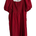 Ava & Viv  Women's 3X Balloon Elbow Sleeve Smocked Dress Red Flowy Pockets NEW Photo 0