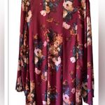 Charlie o . Maroon Floral Print Long Sleeve Knee-length Dress Photo 2