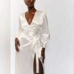 Reformation  Rya Silk Dress Size Large Long Sleeve Wrap Wedding Gown Photo 3