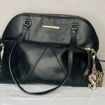 Steve Madden Black Satchel Tote Bag Purse Gold And Floral Accents Photo 0