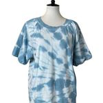 Z Supply Women's Blue White Tie Dye Short Sleeve Sweatshirt Top Size XL Photo 0