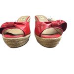 Valentino Garavani Valentino Mena Bow Hot Pink Patent Leather Wedge Espadrille Slide Sandal sz 38 ( Photo 5