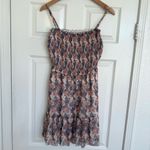Wilfred Aritzia  Floral Mini Smocked Dress Size M Pink Purple Cream Photo 2