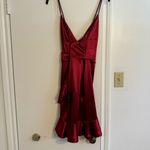 Lulus NWT  Romantic Nights Burgundy Satin Ruffled Bodycon Mini Dress Size XL Photo 7