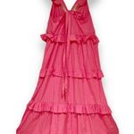 Boohoo size 8 pink maternity frill tie midi maxi dress Photo 3