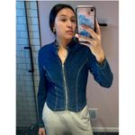 Frederick's of Hollywood Lightweight Dark Denim Jean Fitted Zip Jacket Fits XS Photo 1