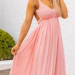 Pink Lily  "Once in a Lifetime"‎ Backless Crochet Top Maxi Dress Pink Stretch S Photo 0