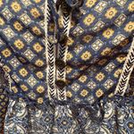 Jolt  Women's Blue Tie Neck 3/4 Bell Sleeve Peasant Top Photo 2