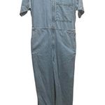 ZARA Zip Up Denim Jumpsuit Short Sleeve Light Wash Women’s Size Medium Photo 0