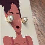 A New Day Elegant Silver Pearl Stud Earrings Demi fine collection New Photo 2