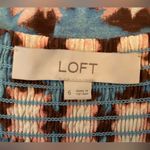 Loft  Sunwashed Floral Smocked Back Dress Blue Brown Peach Ladies Size 6 Photo 9