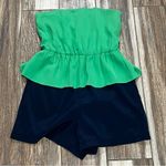 Alice + Olivia Alice and olive blue and green strapless romper Photo 0