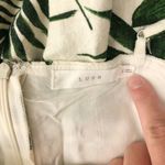 Lush Clothing LUSH Green Tropical Leaf Linen Romper with Faux Wrap Skirt Twist Front Sz Small Photo 6