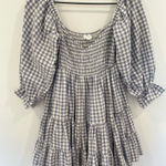 MABLE Gingham Smocked Dress sz Small Cottagecore Blue Photo 0