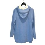 Women's Cardigan Sweater Knit Double Pocket Long Sleeve Hooded Cardigan Outwear Blue Size L Photo 5