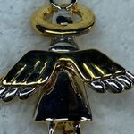 Angel with Wings and Halo Pin Brooch Pendant Silver and Gold Tone Metal Photo 1
