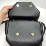 Black Faux Leather Structured Metal Handle Purse Photo 7