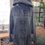 Whistles Black & Gray Tweed Toggle Horn Button Up Hooded Pea Coat Size 4 Photo 2