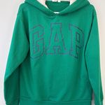 Gap  Green Sherpa Lined Hoodie Pullover Logo Spell Out Sweatshirt Preppy Size M Photo 0