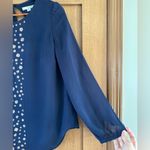 Boden Navy Long Sleeve Sequin Shimmer Blouse Women’s size 10​​ Photo 3