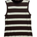 Bloomingdales Womens P M Brown White Stripe Sleeveless Turtleneck Sweater Vest Size undefined Photo 0