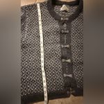 Vintage LL Bean Nordic Fair Isles Wool Blend Cardigan Sweater Medium Silver Photo 9