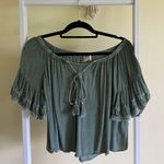Paper Crane Green Boho Off The Shoulder Top Photo 1