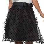 Elle  A-line layered polka dot skirt Black Sheer overlay Bow Size 14 Flirty Photo 0