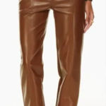 Wilfred Aritzia  Rebel Vegan Faux Leather Chocolate Brown Straight Leg Pants Photo 0