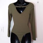 Full Circle vneck lace trim bodysuit Green Photo 4