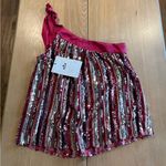 NWT Savanna Jane One Shoulder Sequins Satin Trim Bow Size Small Silver Photo 1