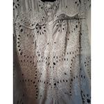 Johnny Was  Marietta Gray Eyelet Lace Flutter Sleeve Embroidered Tunic Top Size S Photo 3
