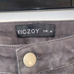 Kiczoy Women’s Cropped Dark Grey Wide Leg Pants High Rise Size Medium Gray Photo 2