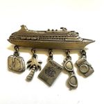 JJ Jonette cruise ship dangles brooch Silver Photo 7