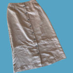 Vintage 90s Tan Faux Suede Button Down Midi Skirt 🔥 Size 10 Photo 0