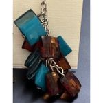 Macy's ‎ Dangle Earrings Colorful Cubes Blue Brown Photo 2