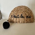 Mud Pie  “C’est La vie” Woven Straw Clutch with Black Pom Pom Photo 0