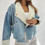 Miou Muse Denim Sherpa Trim Jacket Sz S Blue Photo 9