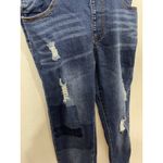American Bazi  Denim Overalls Size Large Blue Jean Stretch Distressed Skinny Photo 3