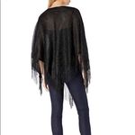 Steve Madden Black Lurex Fringe Poncho Shawl Cover Photo 1